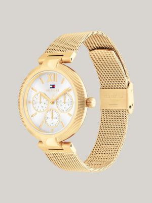 Gold mesh strap watch women's best sale