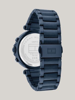 orologio placcato a ioni blu navy con cristalli blu da donne tommy hilfiger