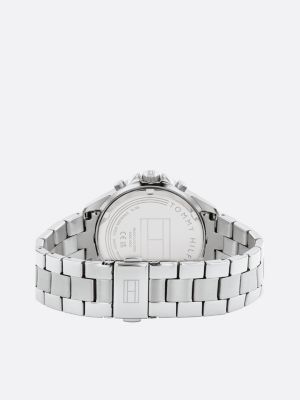 silver pink dial stainless steel watch for women tommy hilfiger