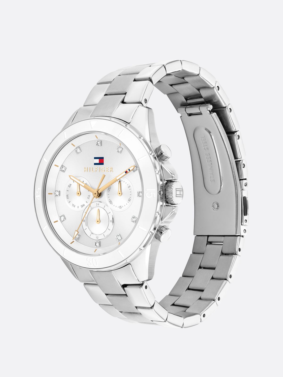 White Dial Stainless Steel Bracelet Watch — Silver