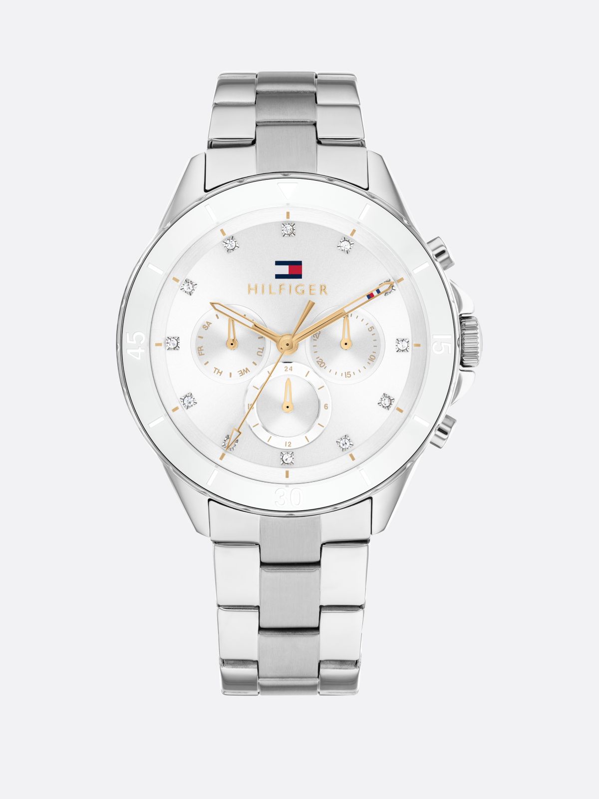 White Dial Stainless Steel Bracelet Watch — Silver