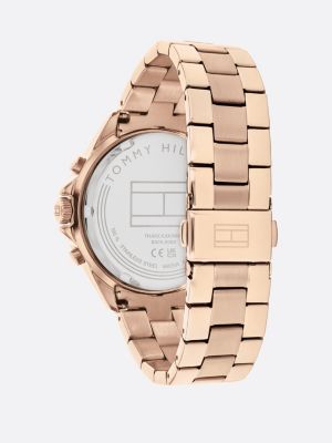 gold navy dial rose gold-plated bracelet watch for women tommy hilfiger