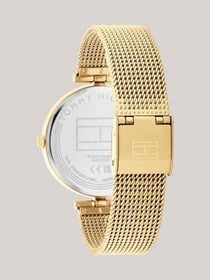 Uhr mit Mesh-Armband und grünem Zifferblatt | Gold | Tommy Hilfiger
