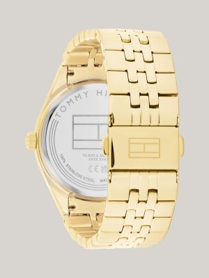 gold black dial gold-plated stainless steel watch for women tommy hilfiger