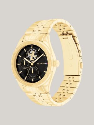 gold black dial gold-plated stainless steel watch for women tommy hilfiger