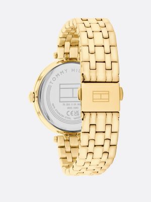 gold gold-plated crystal-embellished bracelet watch for women tommy hilfiger