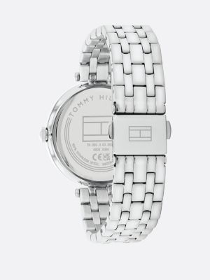 silver silver-tone dial stainless steel crystal-embellished watch for women tommy hilfiger