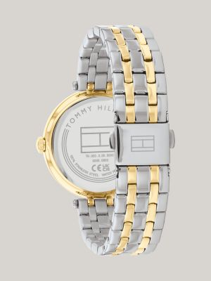 multi charcoal grey two-tone crystal-embellished watch for women tommy hilfiger