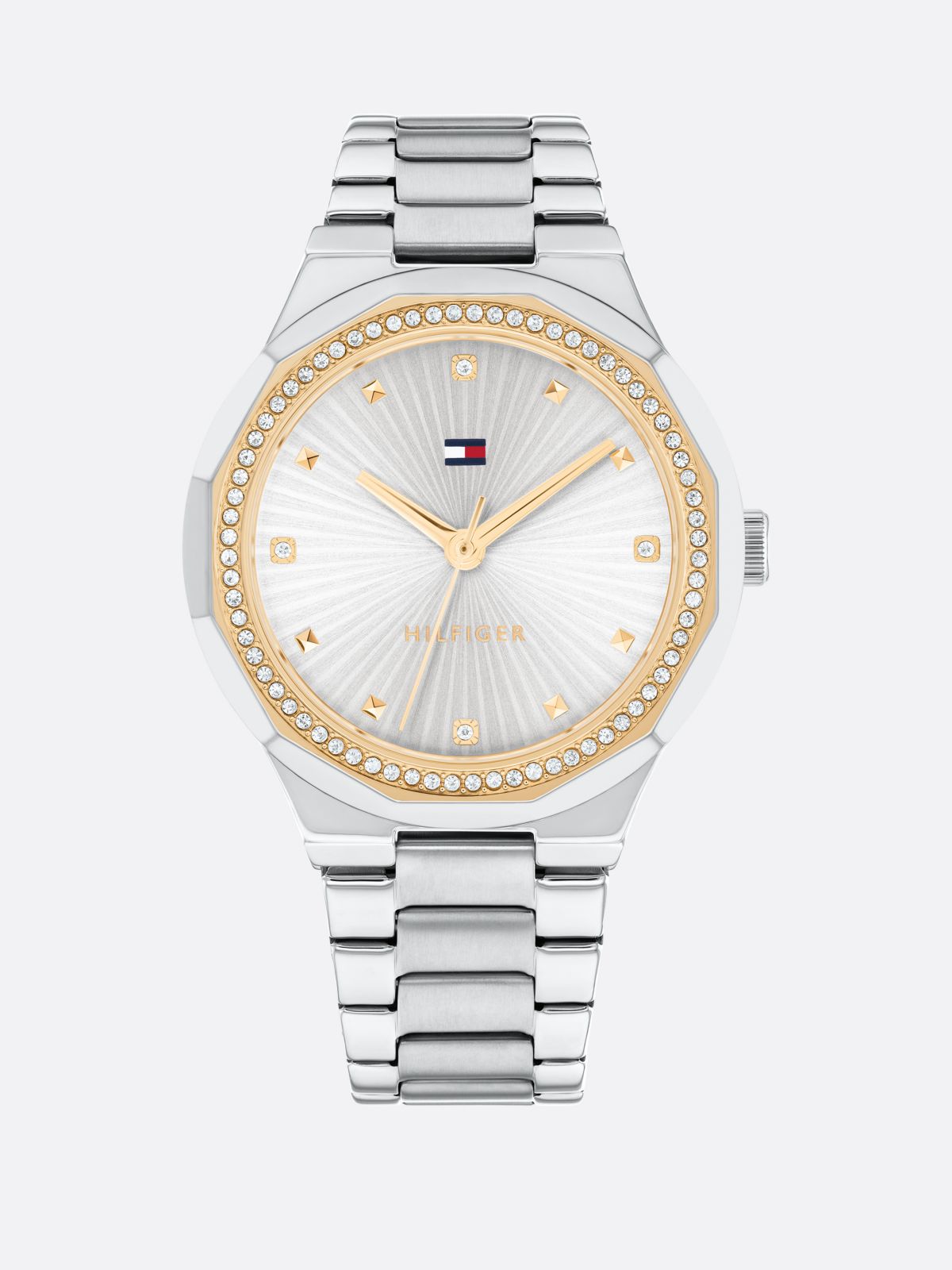 Stainless Steel Crystal-Embellished Bracelet Watch — Multi