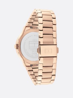 gold nelkenvergoldete armbanduhr aus edelstahl für damen - tommy hilfiger