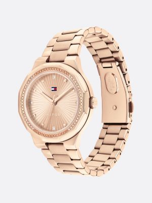 gold ionic carnation gold-plated stainless steel watch for women tommy hilfiger