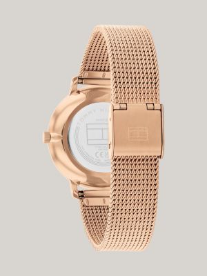 reloj ionizado en oro rosa con malla oro de mujeres tommy hilfiger