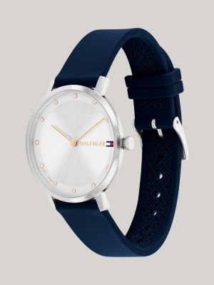 Crystal-Embellished Navy Silicone Strap Watch | Blue | Tommy Hilfiger