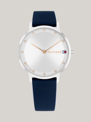 Crystal-Embellished Navy Silicone Strap Watch | Blue | Tommy Hilfiger