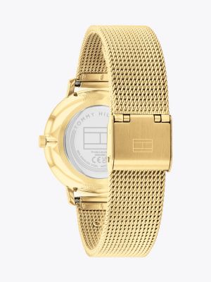 gold ionic gold-plated mesh strap watch for women tommy hilfiger