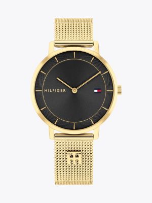 gold ionic gold-plated mesh strap watch for women tommy hilfiger