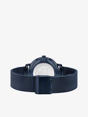 montre en acier inoxydable à bracelet en maille bleu pour femmes tommy hilfiger