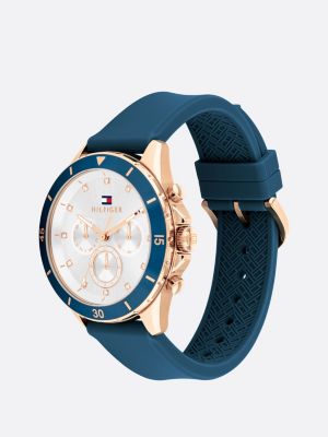 blue two-tone stainless steel watch for women tommy hilfiger