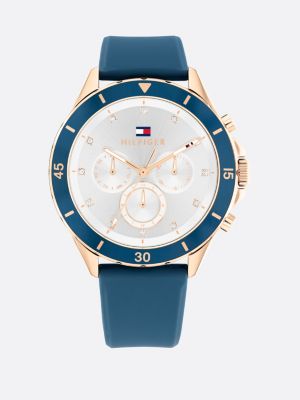 blue two-tone stainless steel watch for women tommy hilfiger