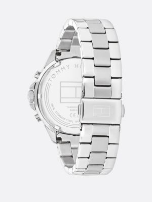 silver stainless steel chain-link watch for women tommy hilfiger