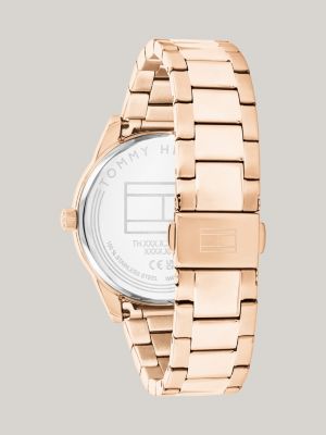 gold stainless steel sliding buckle watch for women tommy hilfiger