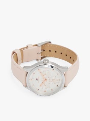 braun rosévergoldete uhr mit lederarmband für damen - tommy hilfiger