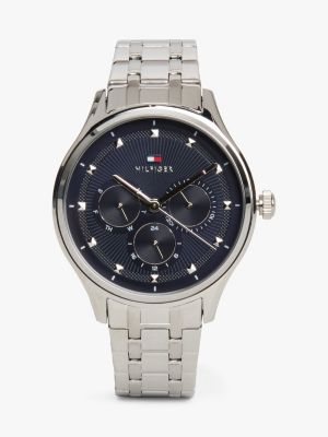 silver blue dial stainless steel watch for women tommy hilfiger