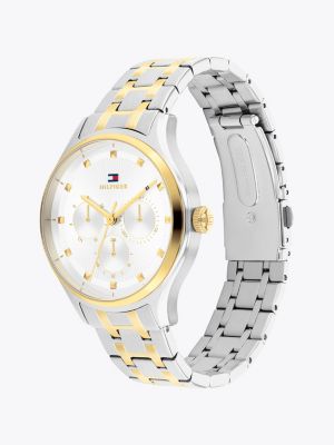 multi two-tone gold-plated bracelet watch for women tommy hilfiger