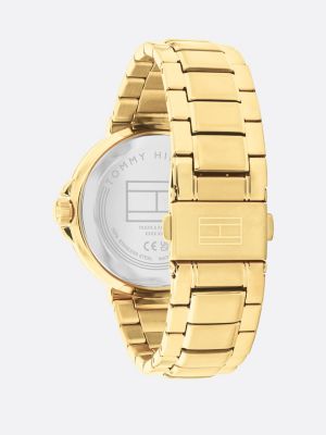 gold edelstahluhr mit gliederarmband für damen - tommy hilfiger