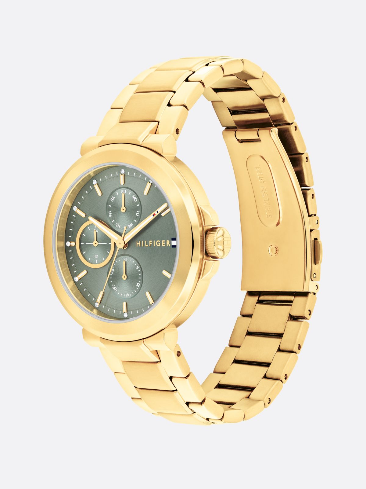 Stainless Steel Chain-Link Strap Watch — Gold