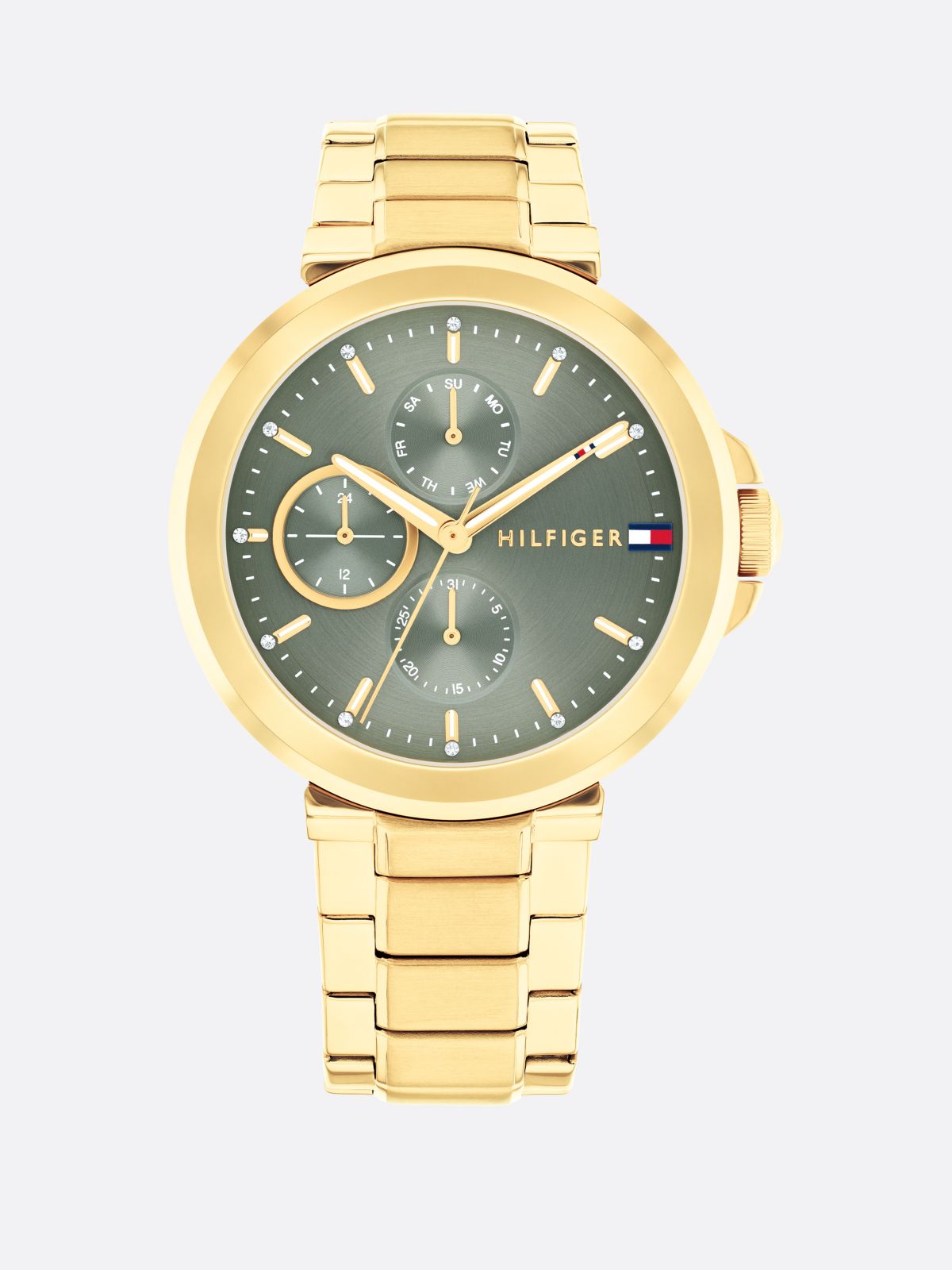 Stainless Steel Chain-Link Strap Watch — Gold