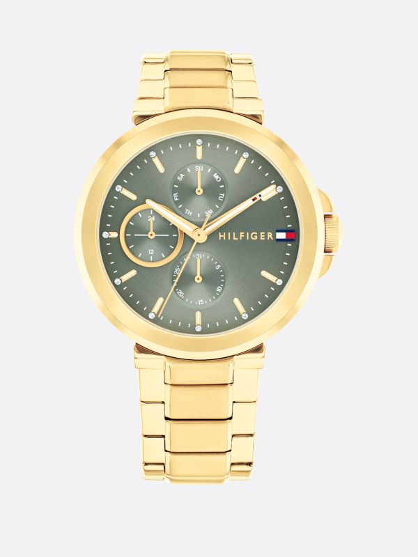 Stainless Steel Chain-Link Strap Watch — Gold