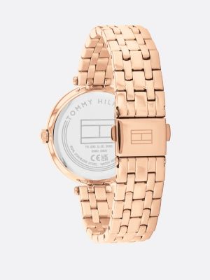 gold stainless steel ceramic bezel watch for women tommy hilfiger