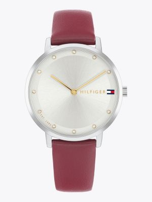 orologio placcato oro con cinturino in pelle red da donne tommy hilfiger