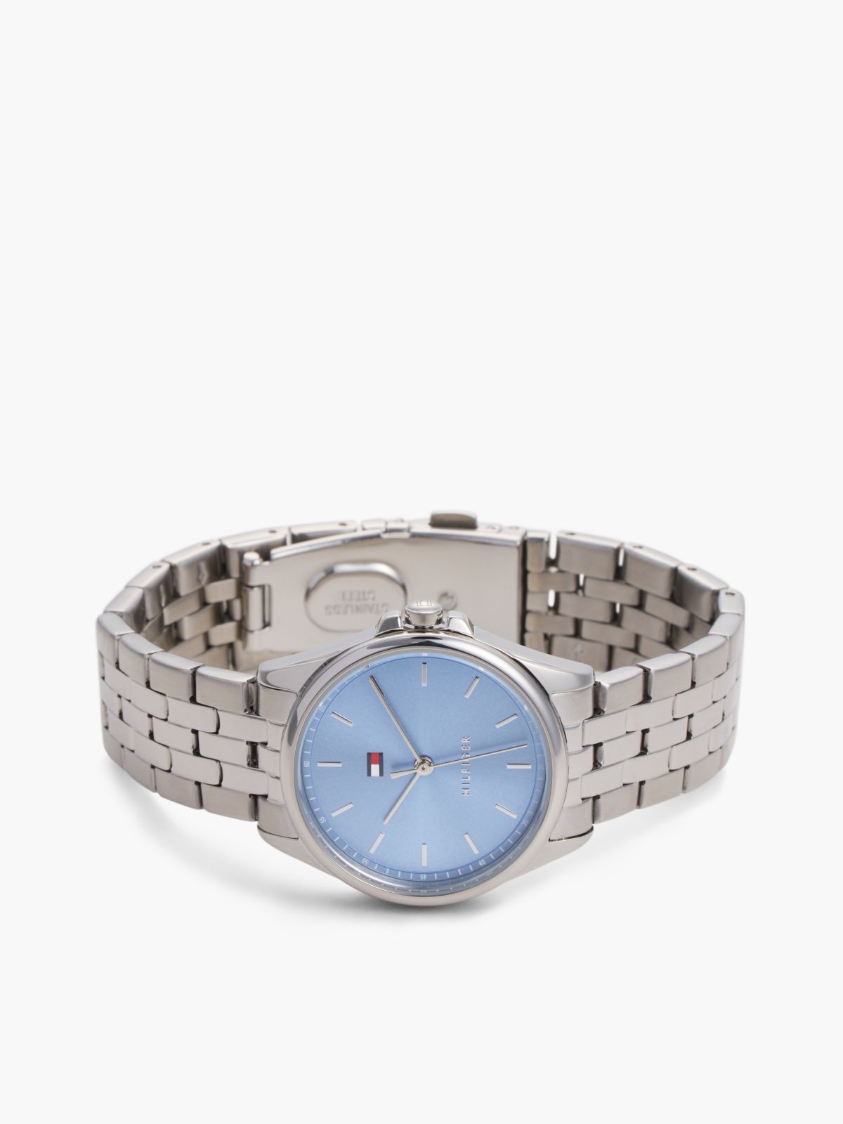 Stainless Steel Blue Dial Bracelet Watch — Silver