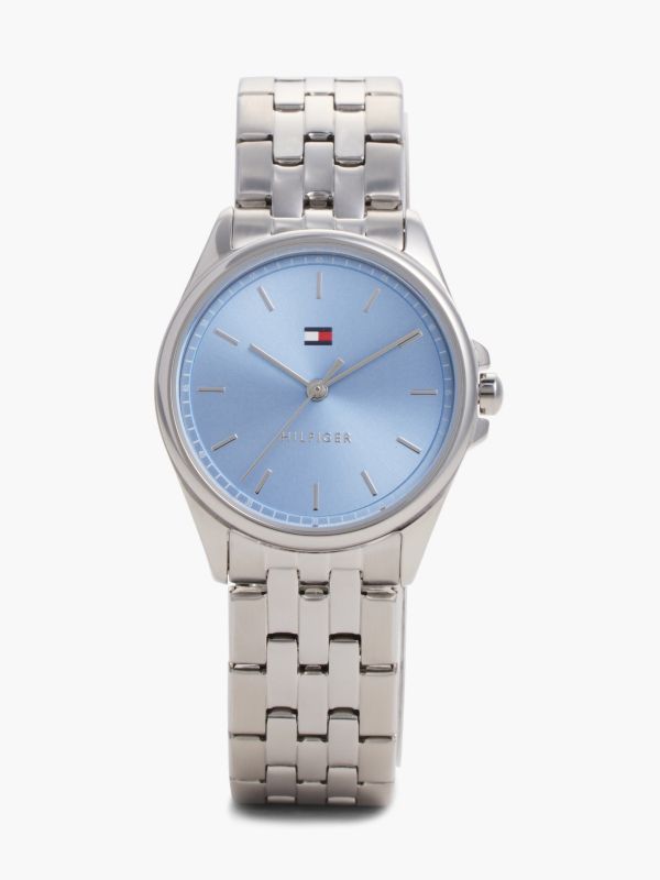 Stainless Steel Blue Dial Bracelet Watch — Silver
