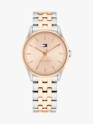 reloj chapado en oro rosa bicolor multi de mujeres tommy hilfiger