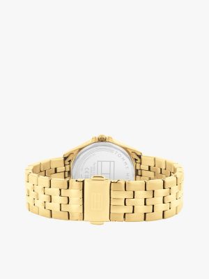 reloj ionizado chapado en oro de esfera verde oro de mujeres tommy hilfiger