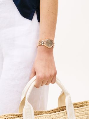 gold rose gold-plated stainless steel bracelet watch for women tommy hilfiger
