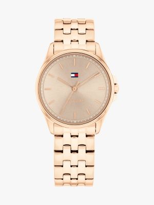 gold rose gold-plated stainless steel bracelet watch for women tommy hilfiger