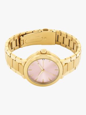 gold blush dial gold-plated chain-link watch for women tommy hilfiger