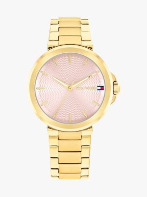 gold blush dial gold-plated chain-link watch for women tommy hilfiger