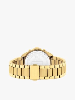 gold gold-plated blue dial sub-counter watch for women tommy hilfiger