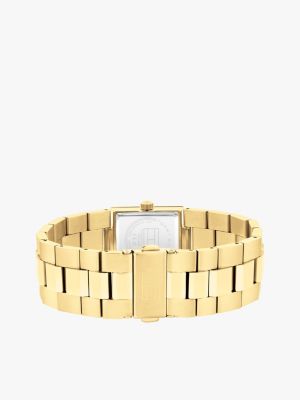 montre bracelet plaqué ion or à cadran carré or pour femmes tommy hilfiger