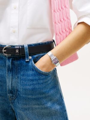 silver uhr mit zifferblatt in lavendel und mesh-armband für damen - tommy hilfiger
