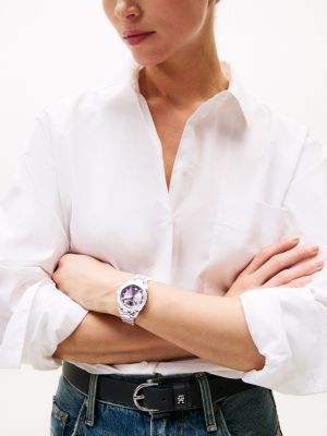 orologio a bracciale con monogramma th argento da donne tommy hilfiger