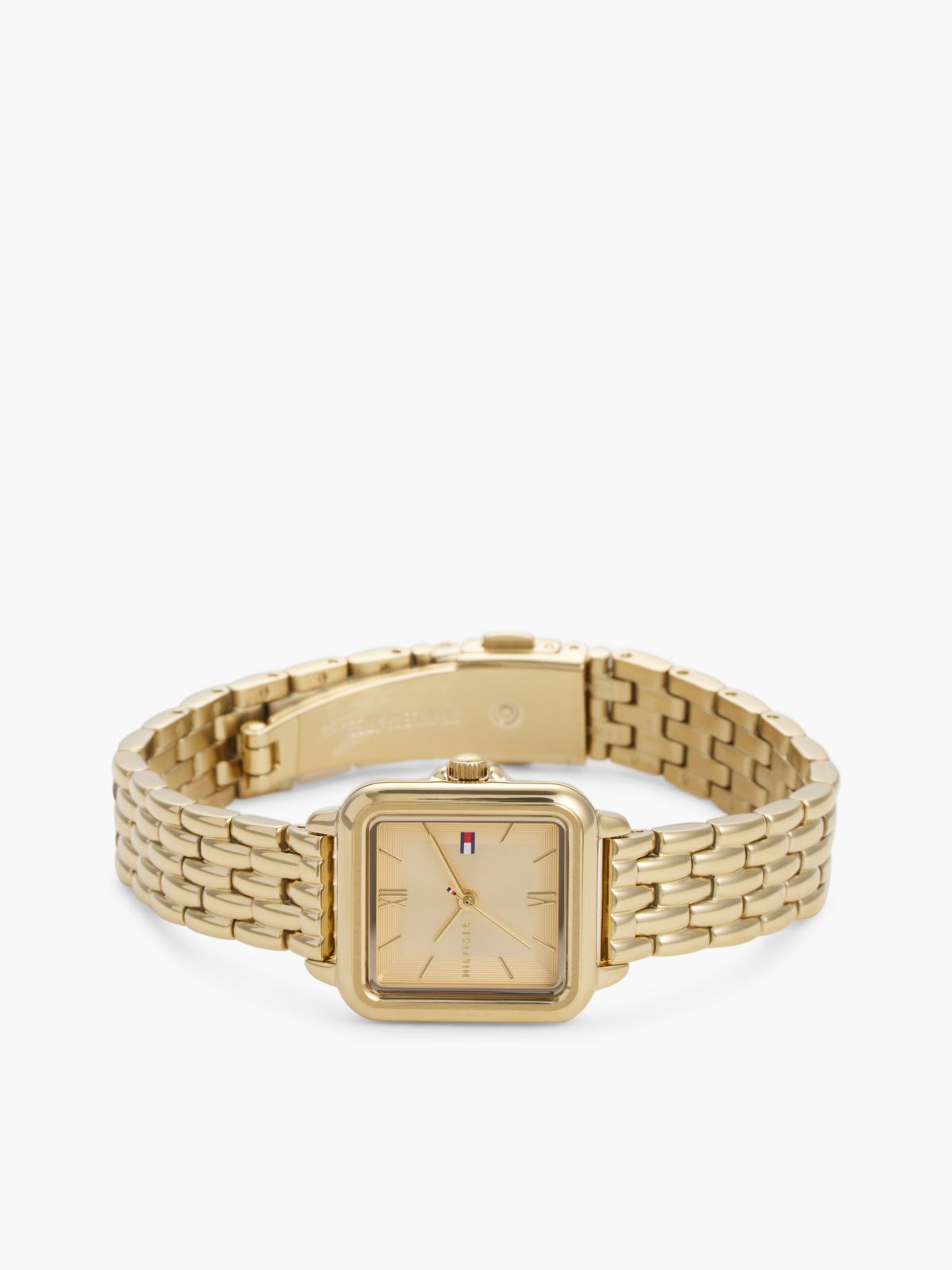 Rectangular Dial Gold-Plated Chain-Link Watch — Gold