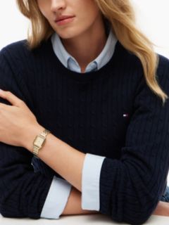 Rectangular Dial Gold-Plated Chain-Link Watch — Gold 4