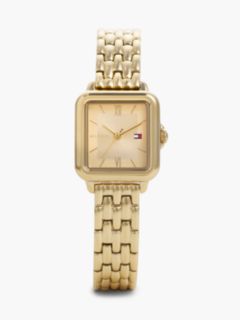 Rectangular Dial Gold-Plated Chain-Link Watch — Gold 1