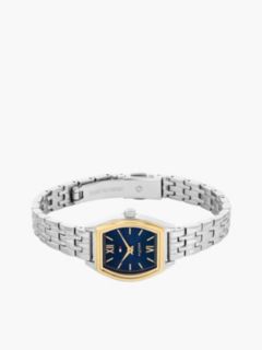 Square Blue Dial Stainless Steel Chain-Link Watch — Silver 3